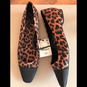 ZARA WOMEN’S CAP TOE ANIMAL PRINT BALLET FLATS